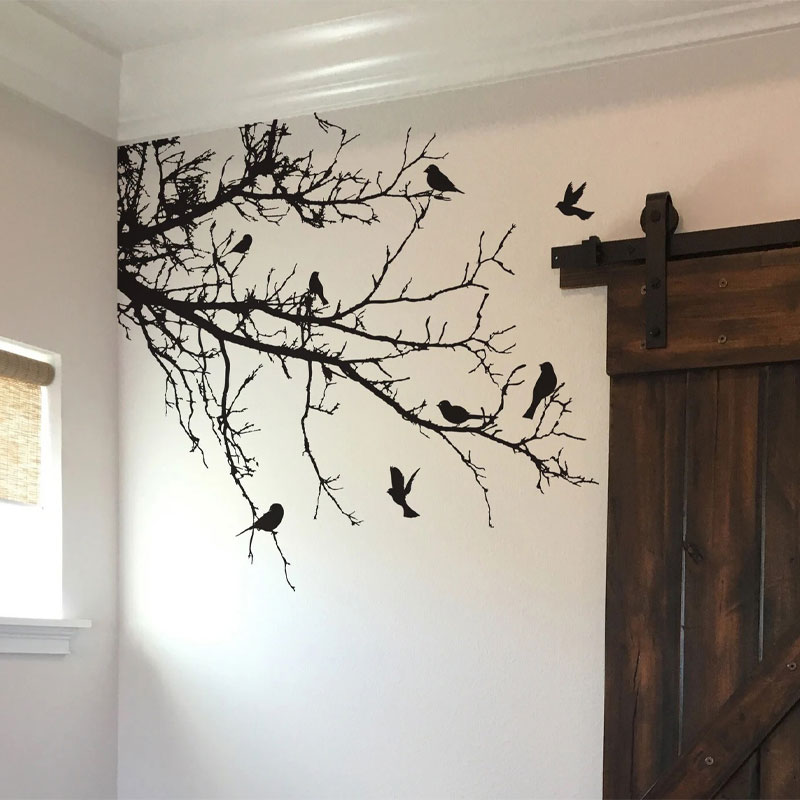 Birds on Tree Branch Vinyl Wal - đánh giá và giá Monstera Thai Constellation