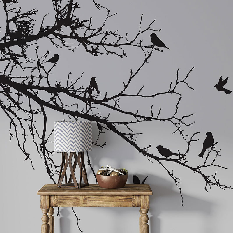Birds on Tree Branch Vinyl Wal - đánh giá và giá Monstera Thai Constellation
